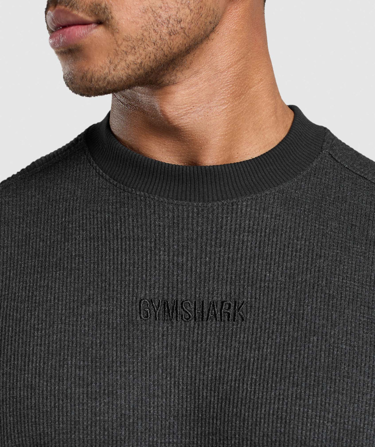 Gymshark Waffle Oversized Tee - Black/Cotton Part Dye