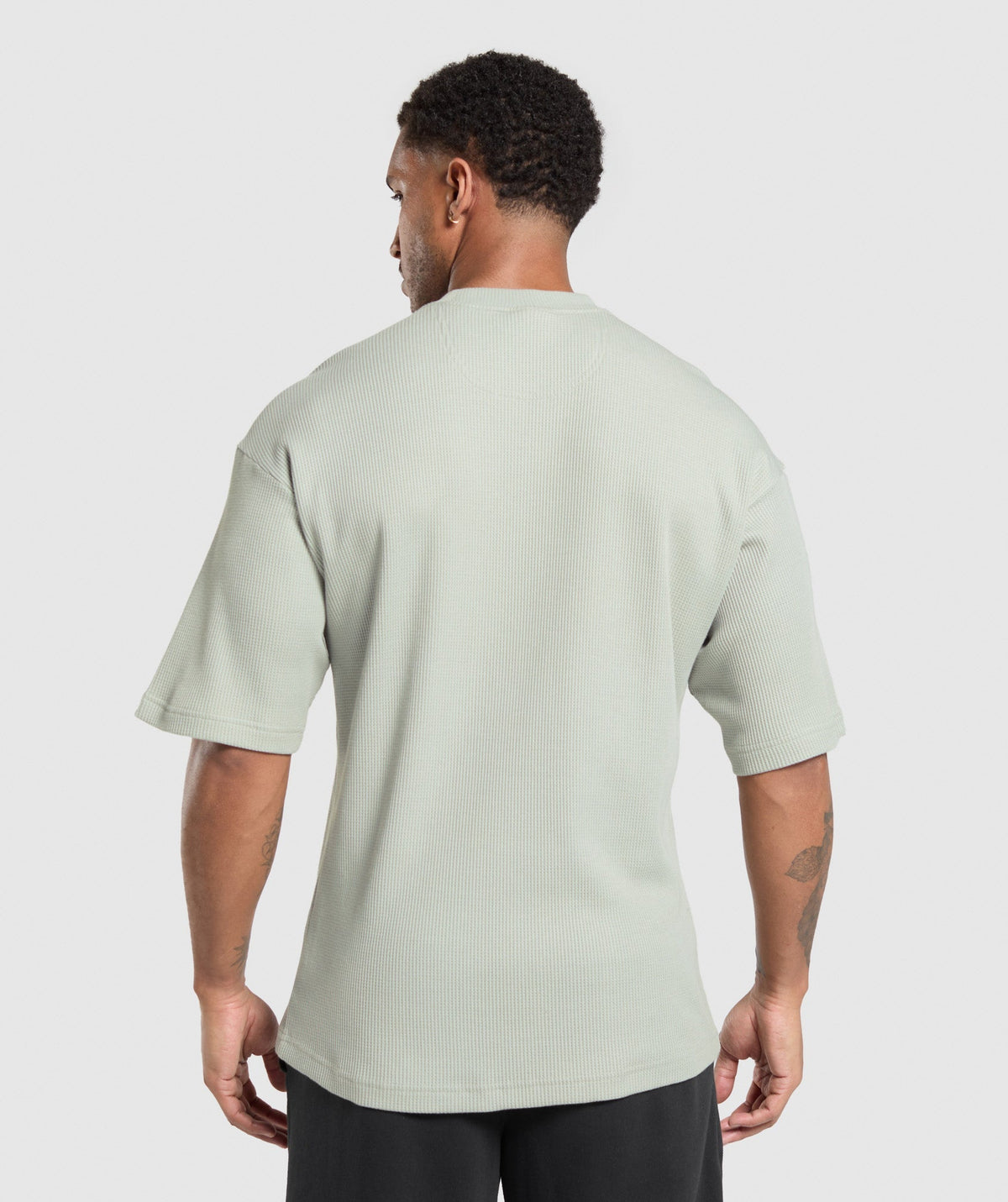 Gymshark Waffle Oversized Tee - Stone Grey/Cotton Part Dye