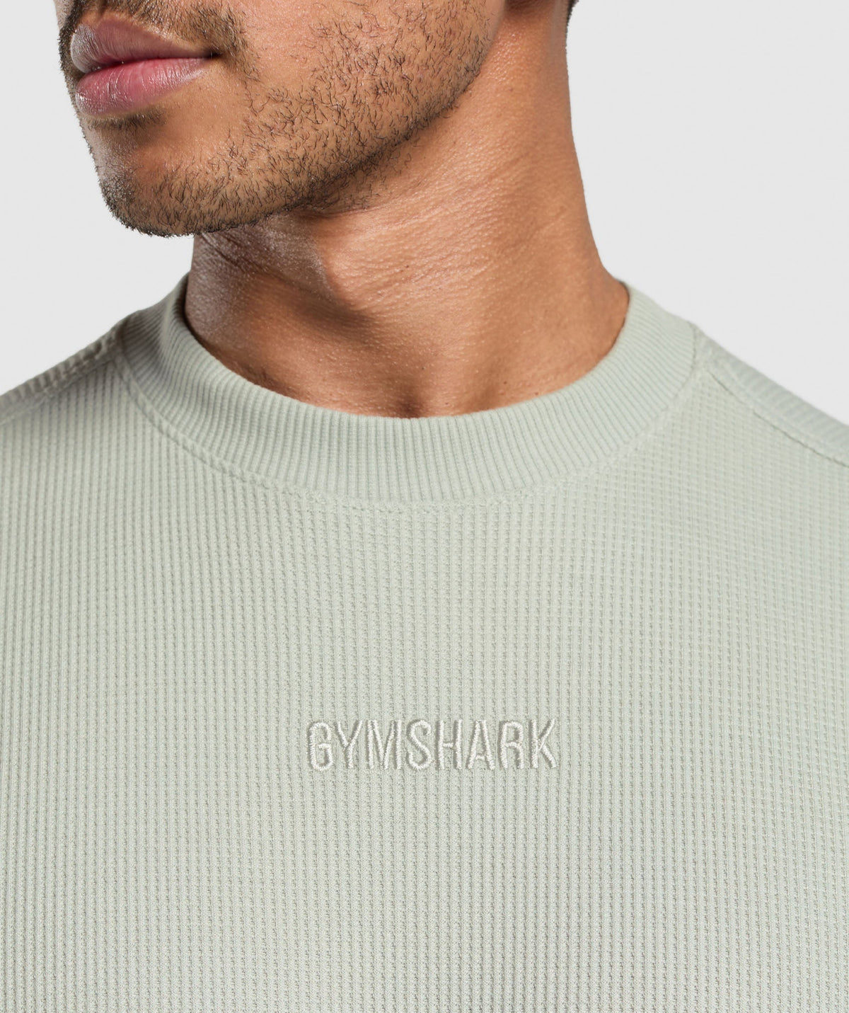Gymshark Waffle Oversized Tee - Stone Grey/Cotton Part Dye