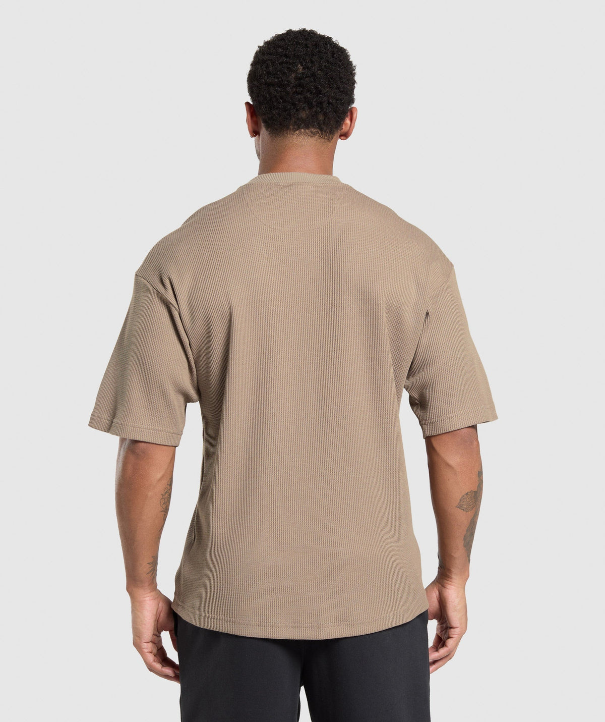 Gymshark Waffle Oversized Tee - Lifestyle Brown/Cotton Part Dye