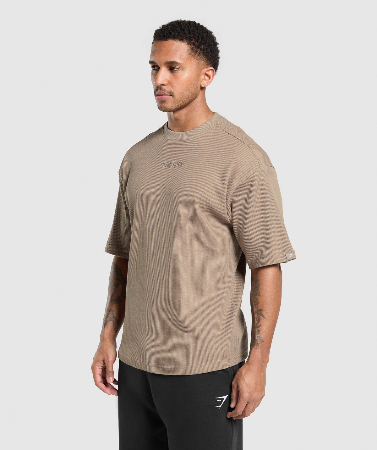 Gymshark Waffle Oversized Tee - Lifestyle Brown/Cotton Part Dye