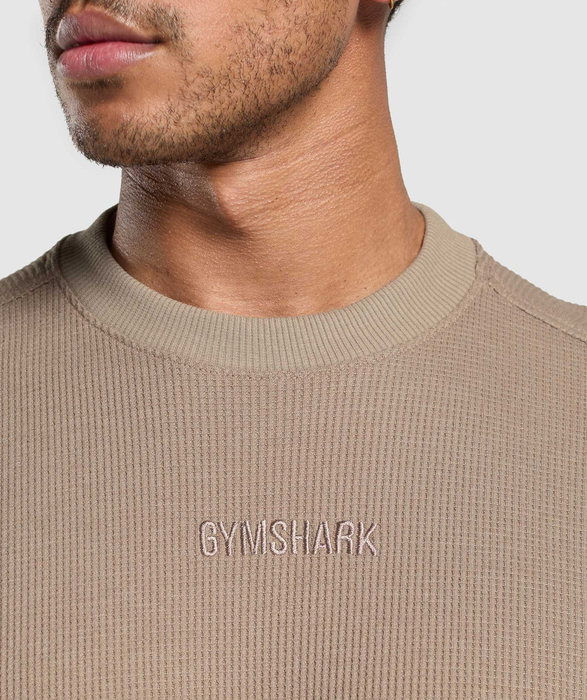 Gymshark Waffle Oversized Tee - Lifestyle Brown/Cotton Part Dye