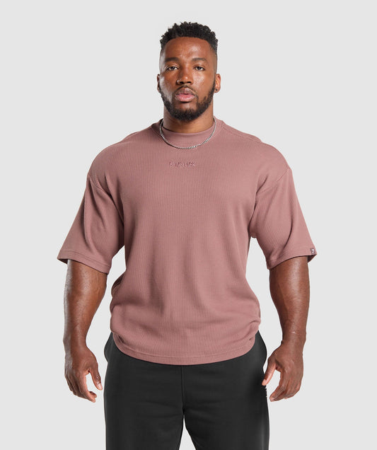 Gymshark Waffle Oversized Tee - Brick Brown