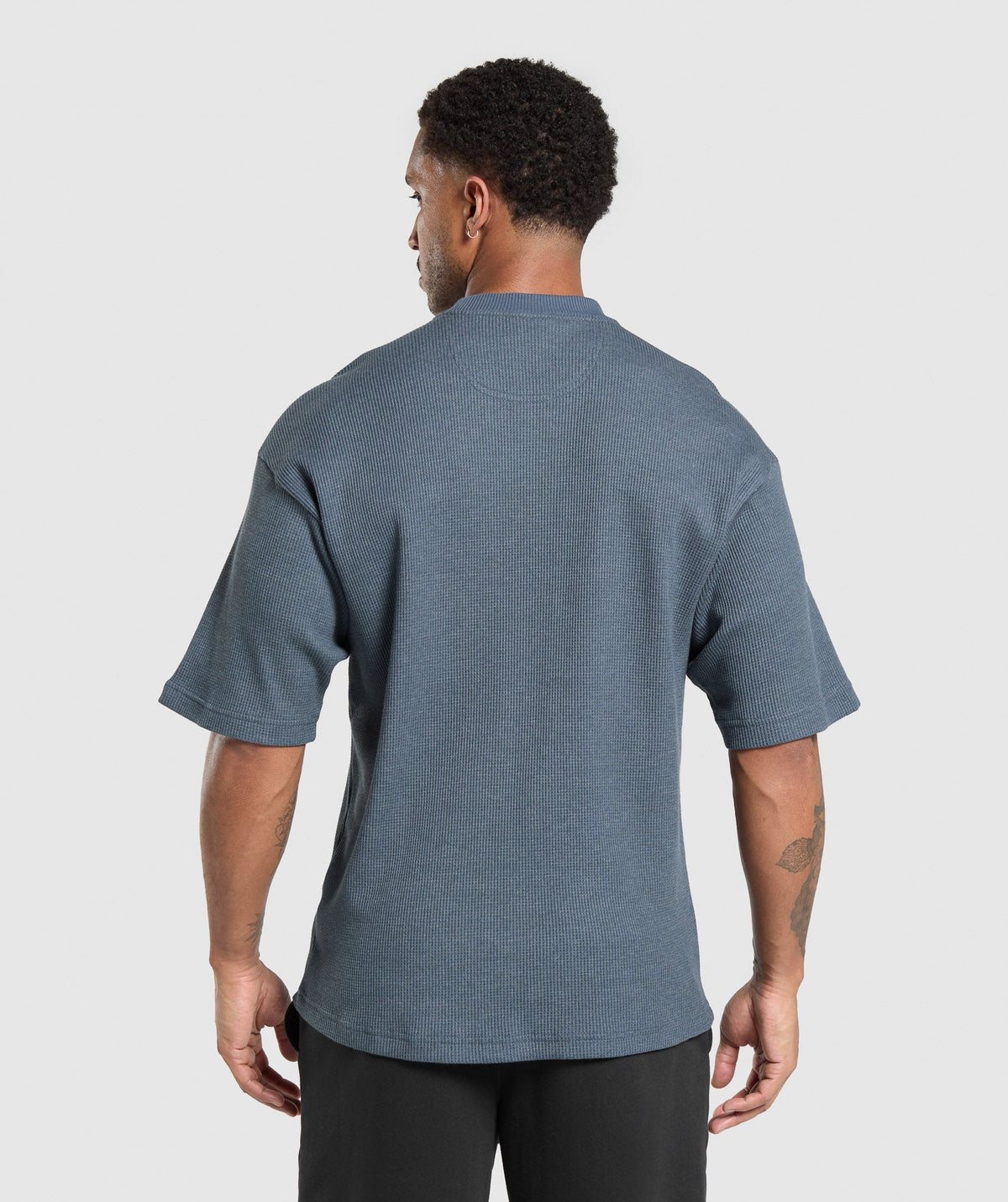 Gymshark Waffle Oversized Tee - Titanium Blue/Cotton Part Dye