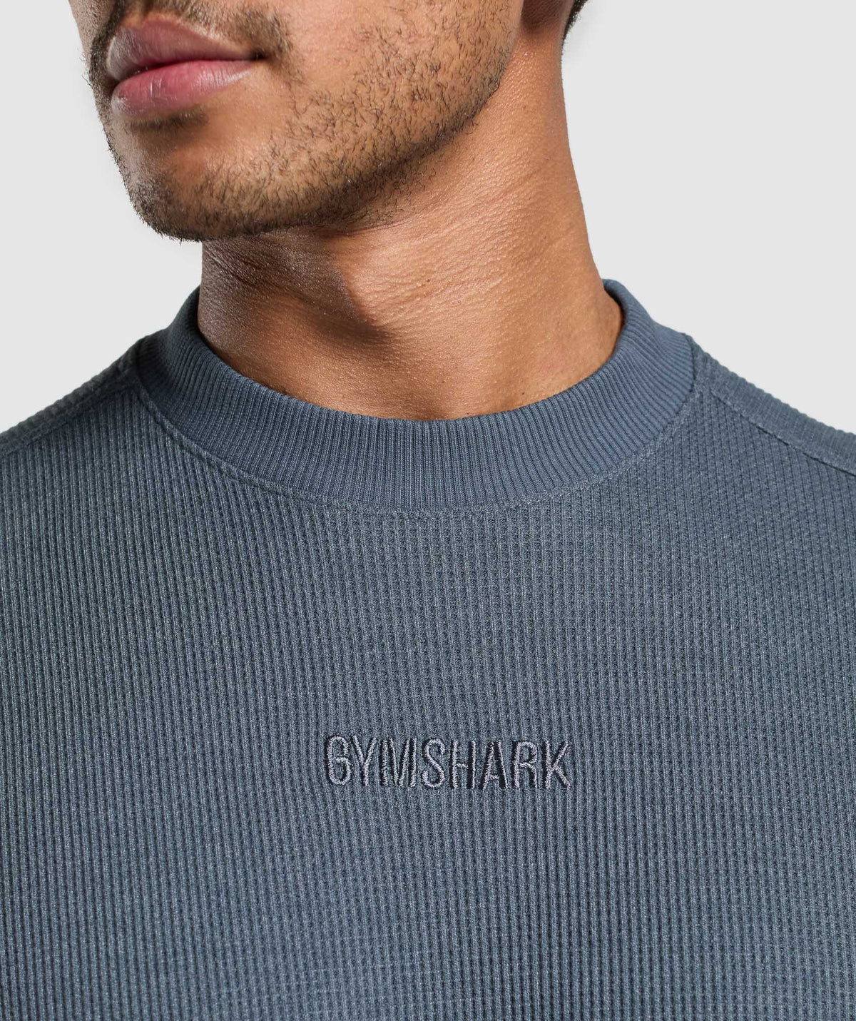 Gymshark Waffle Oversized Tee - Titanium Blue/Cotton Part Dye