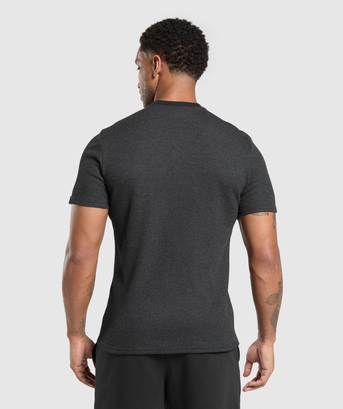 Gymshark Waffle Tee - Black/Cotton Part Dye