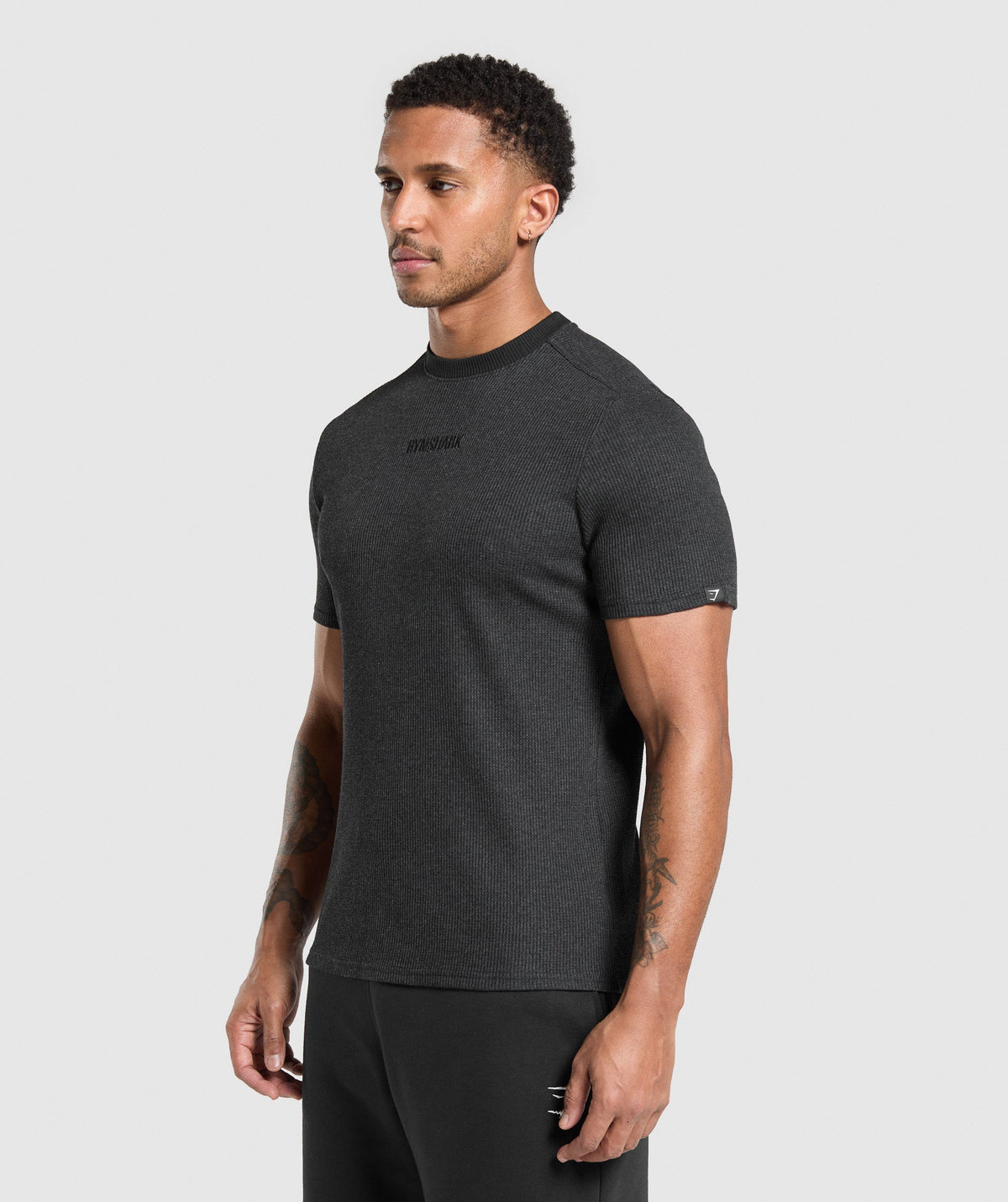 Gymshark Waffle Tee - Black/Cotton Part Dye
