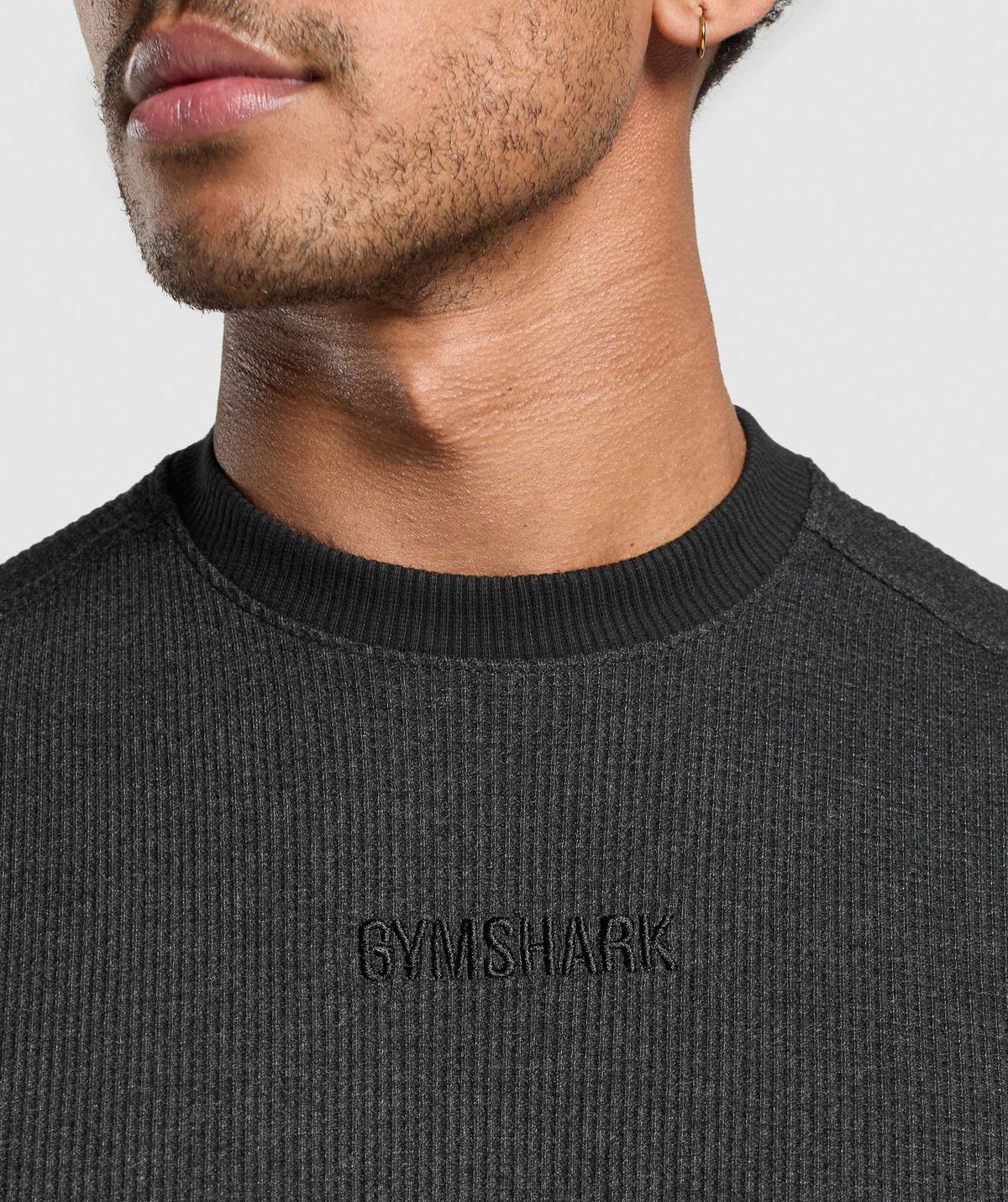 Gymshark Waffle Tee - Black/Cotton Part Dye