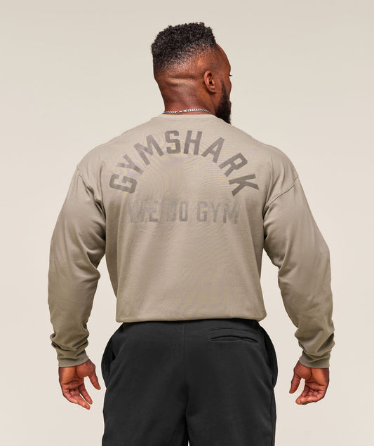Gymshark We Do Gym Long Sleeve Tee - Linen Brown
