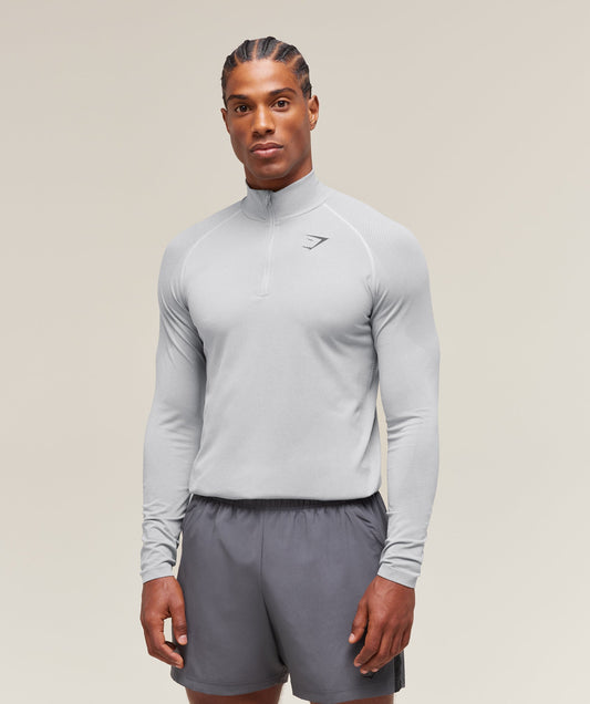 Gymshark Vital Seamless 1/4 Zip - Light Grey/Smokey Grey