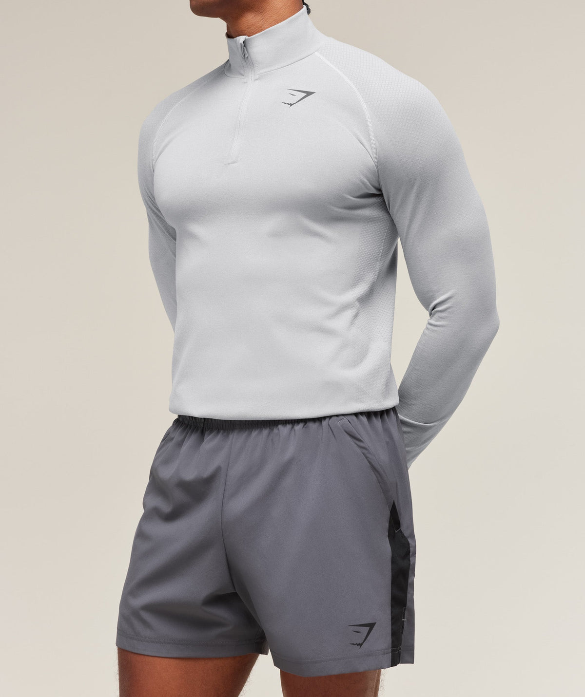 Gymshark Vital Seamless 1/4 Zip - Light Grey/Smokey Grey