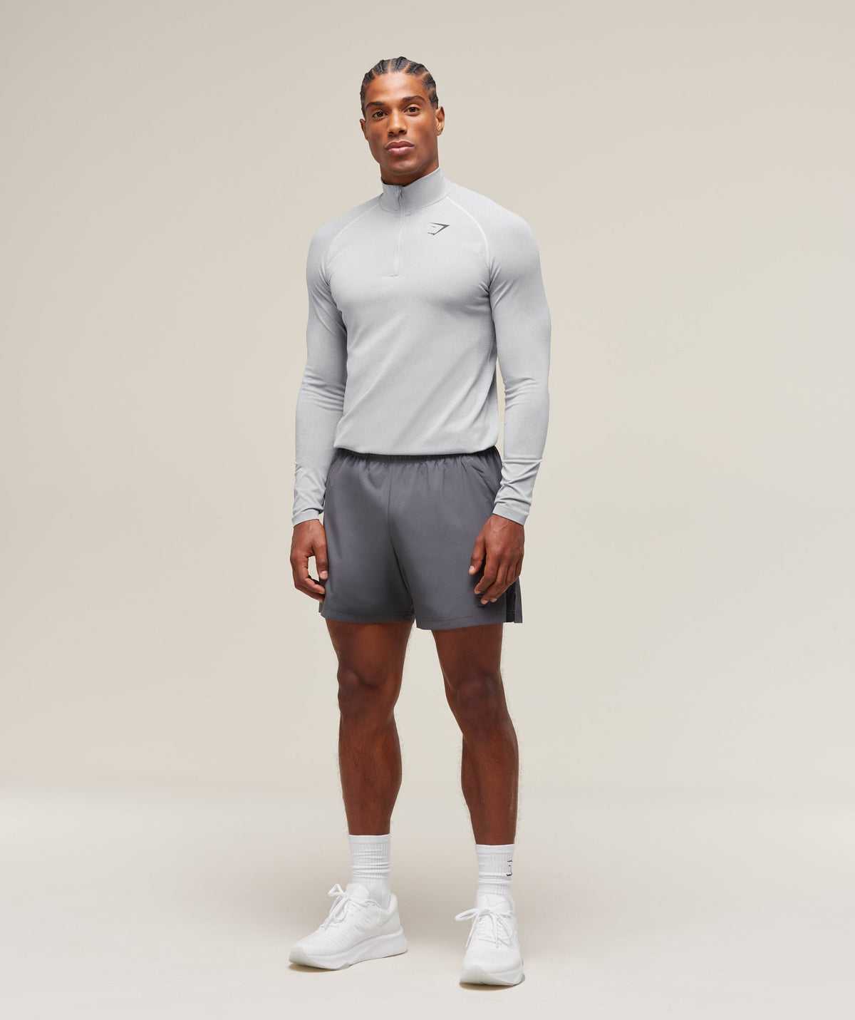Gymshark Vital Seamless 1/4 Zip - Light Grey/Smokey Grey