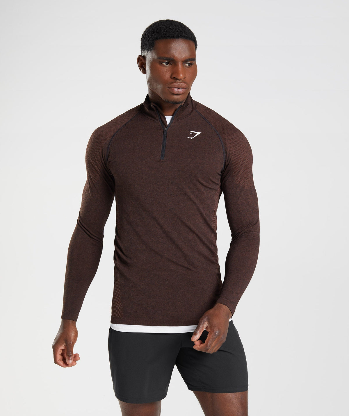 Gymshark Vital Seamless 1/4 Zip - Cherry Brown/Black