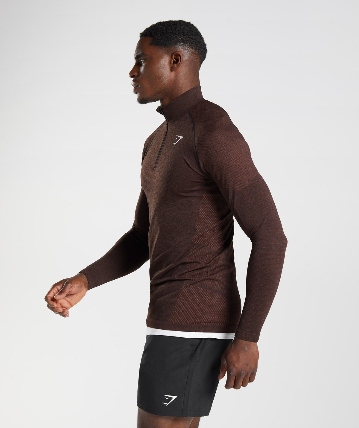 Gymshark Vital Seamless 1/4 Zip - Cherry Brown/Black