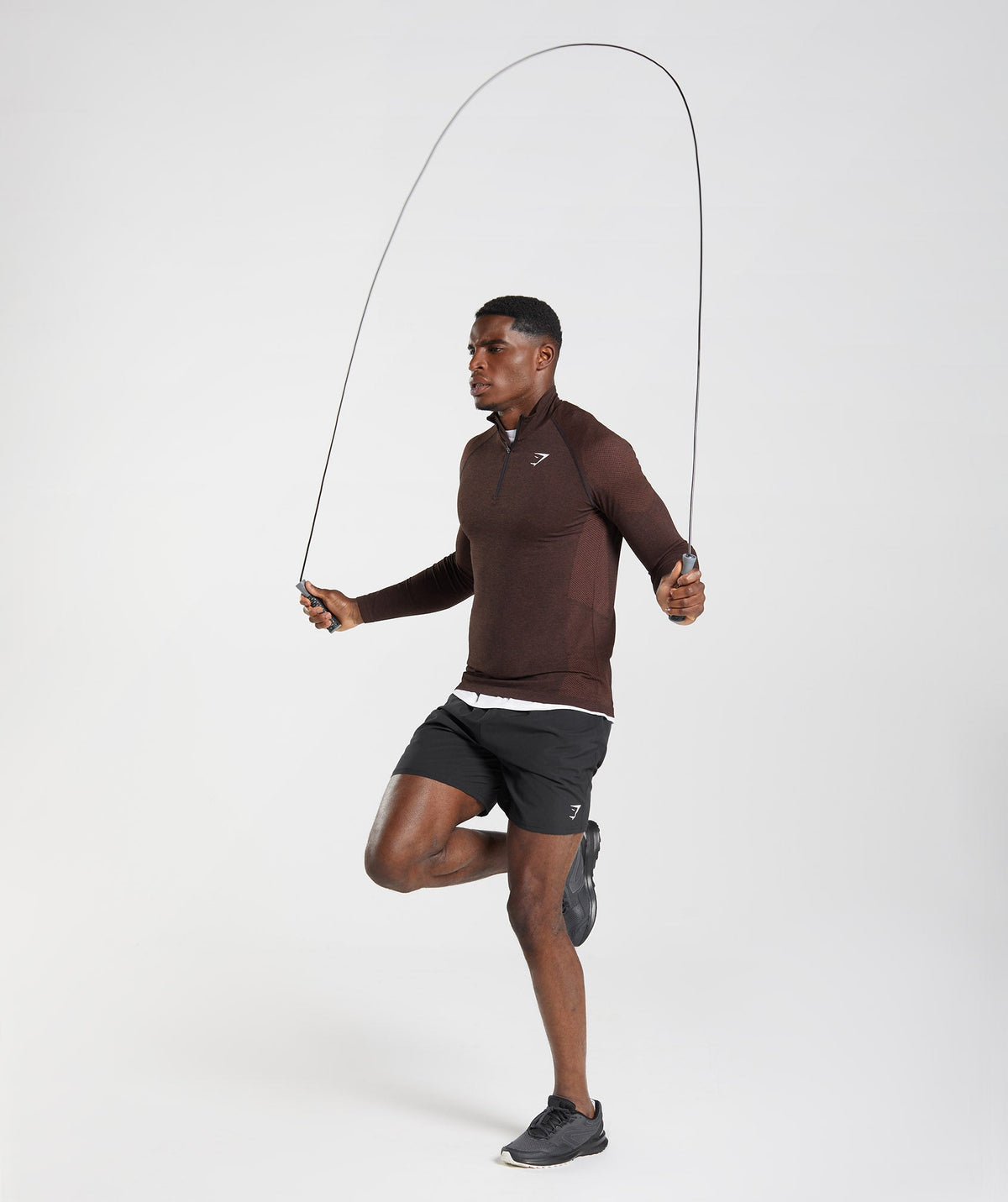 Gymshark Vital Seamless 1/4 Zip - Cherry Brown/Black