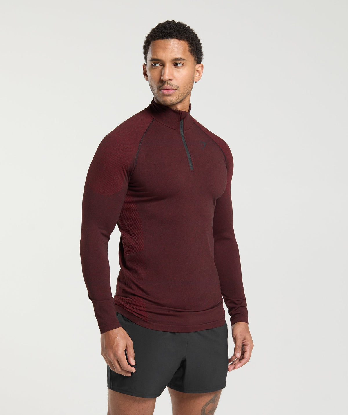 Gymshark Vital Seamless 1/4 Zip - Black/Sets Red