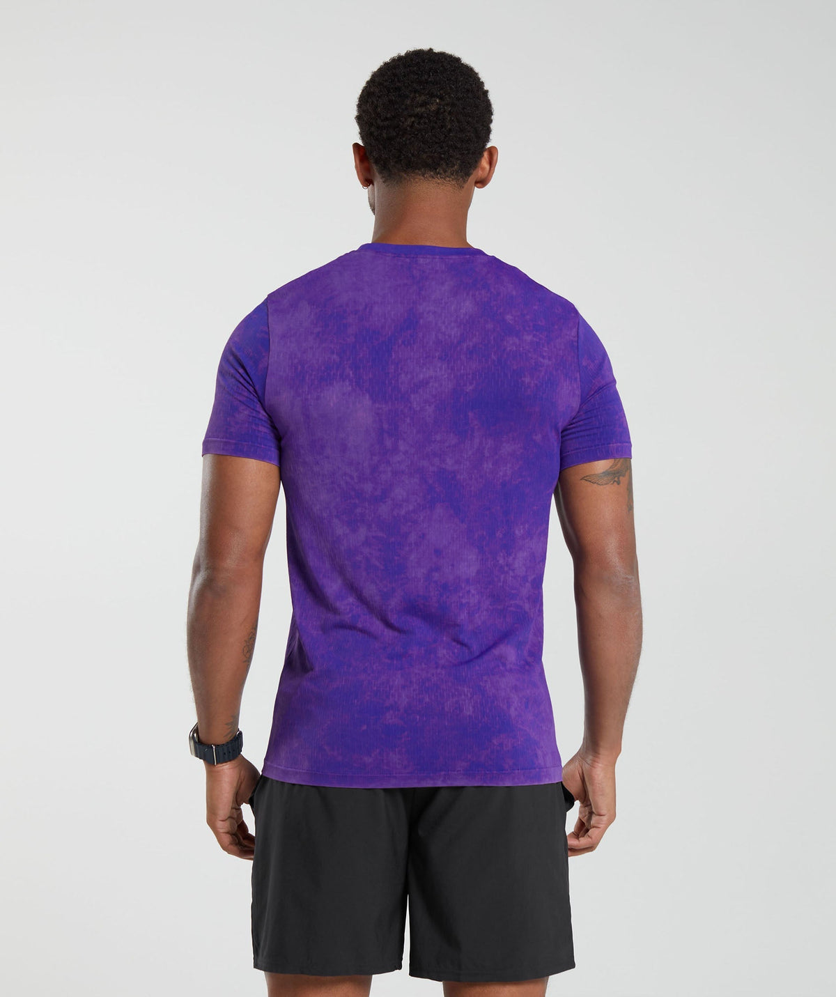 Gymshark Camo Washed Seamless Tee - Cobalt Purple/Oxi Wash