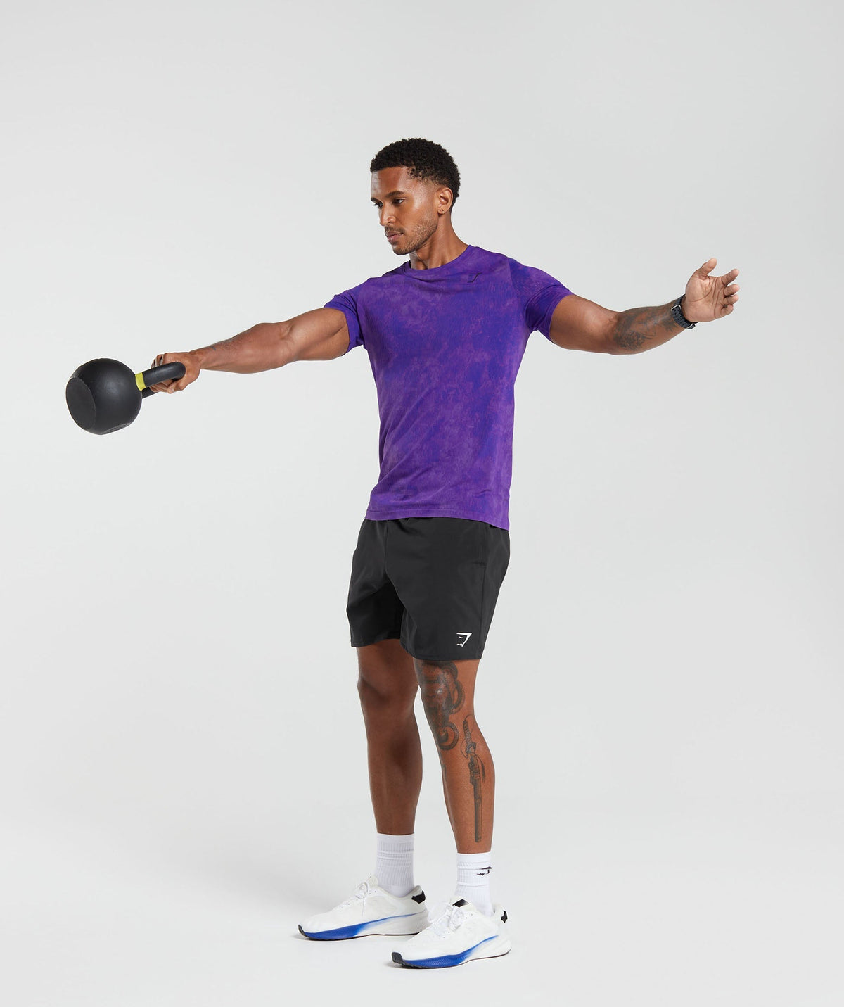 Gymshark Camo Washed Seamless Tee - Cobalt Purple/Oxi Wash