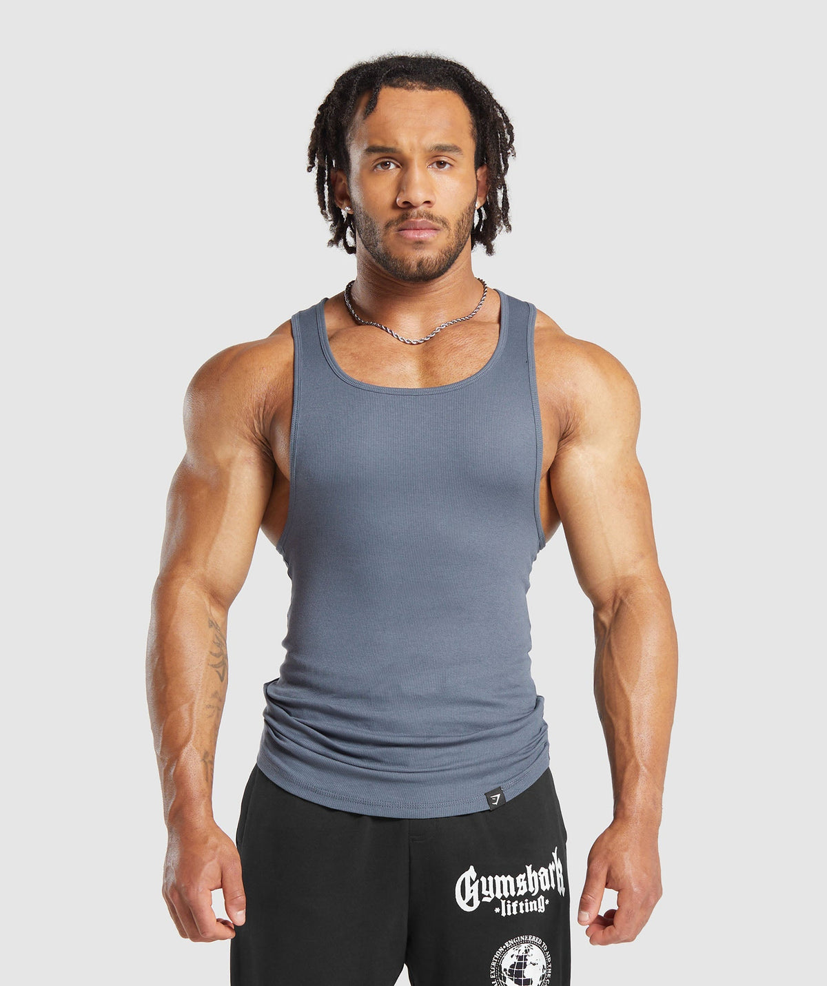 Gymshark Ribbed Tank 3 Pack - Black/White/Iron Blue
