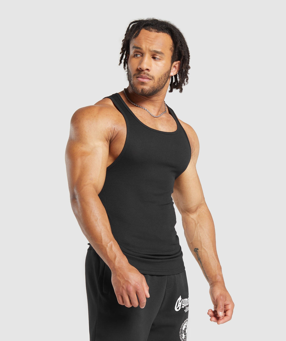 Gymshark Ribbed Tank 3 Pack - Black/White/Iron Blue