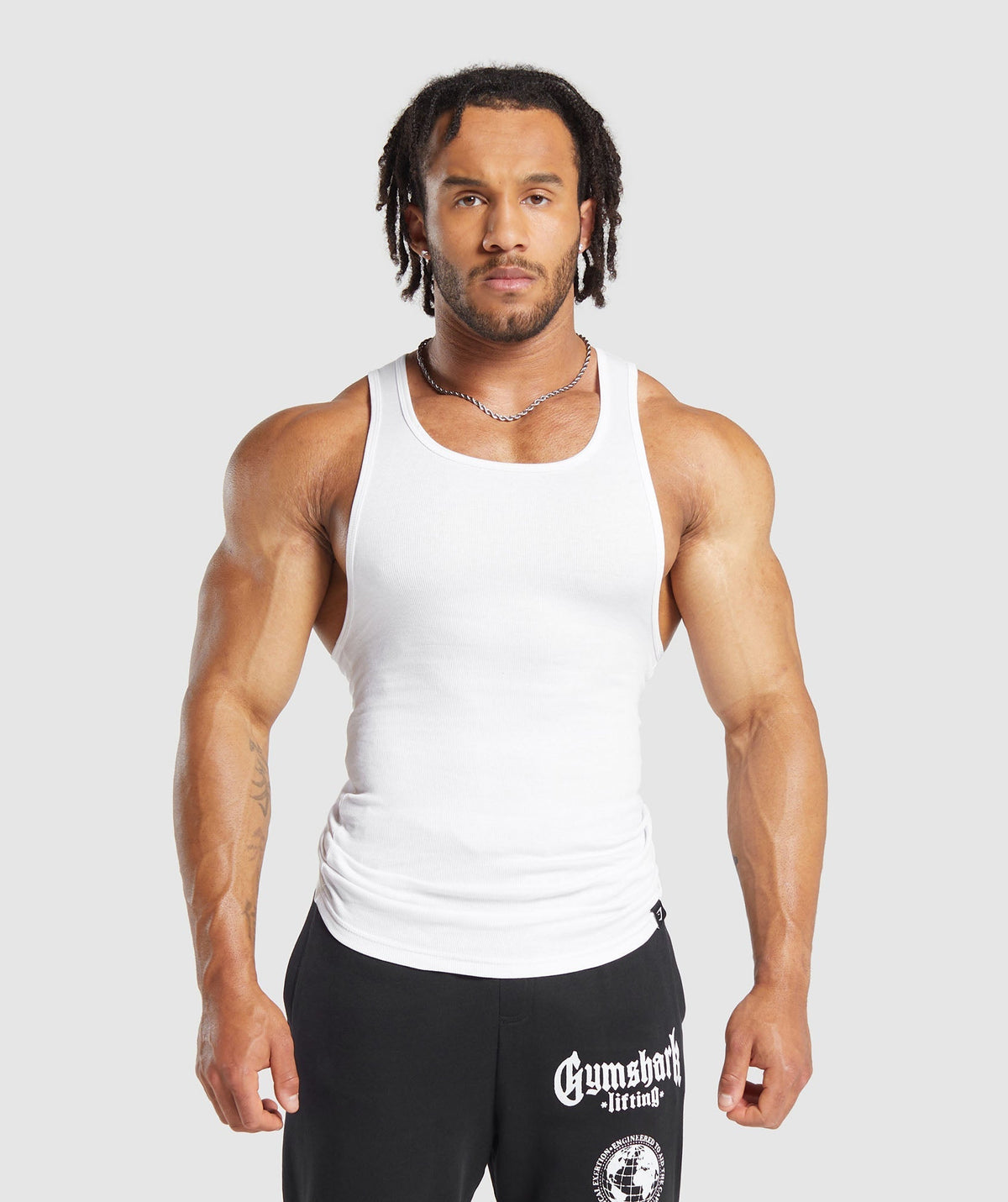 Gymshark Ribbed Tank 3 Pack - Black/White/Iron Blue