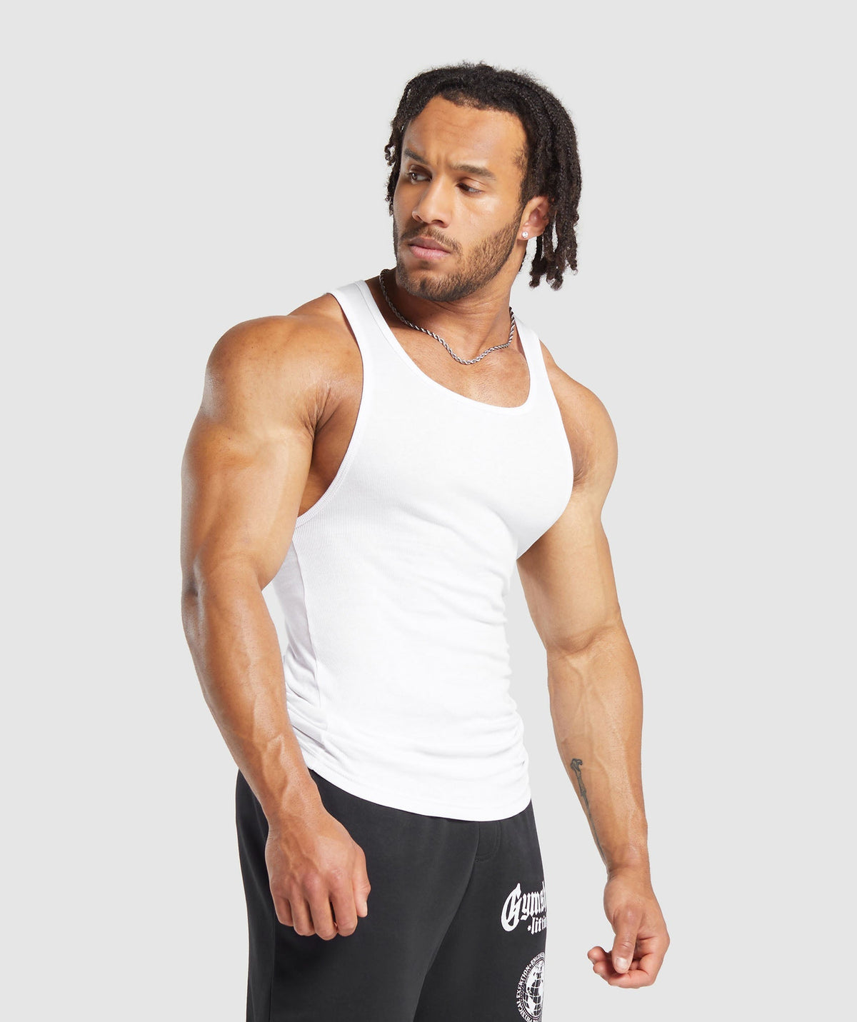 Gymshark Ribbed Tank 3 Pack - Black/White/Iron Blue
