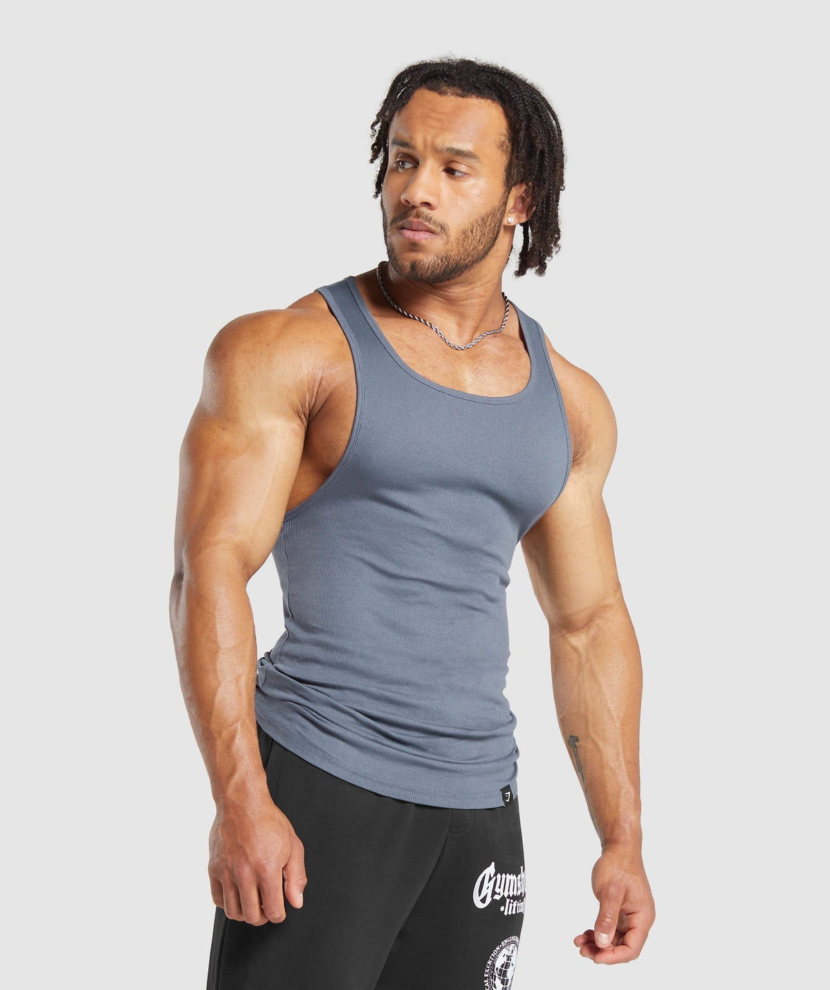 Gymshark Ribbed Tank 3 Pack - Black/White/Iron Blue