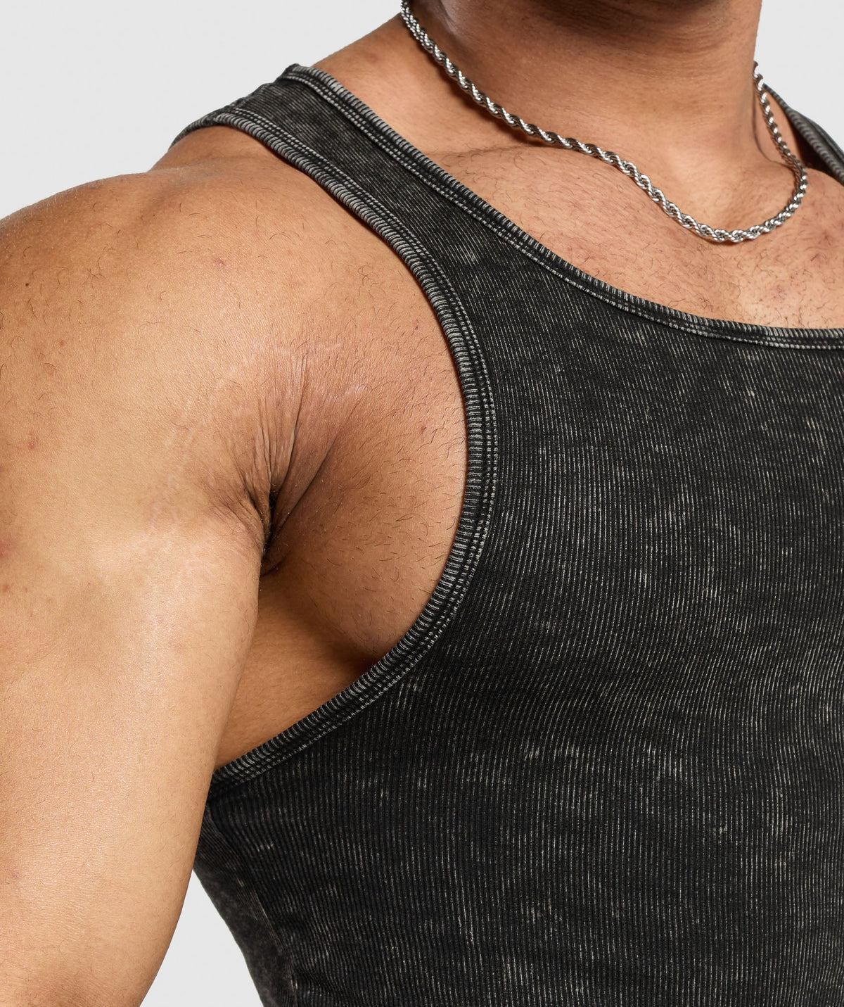 Gymshark Washed Ribbed Tank 1PK - Black/Gel Bleach Wash