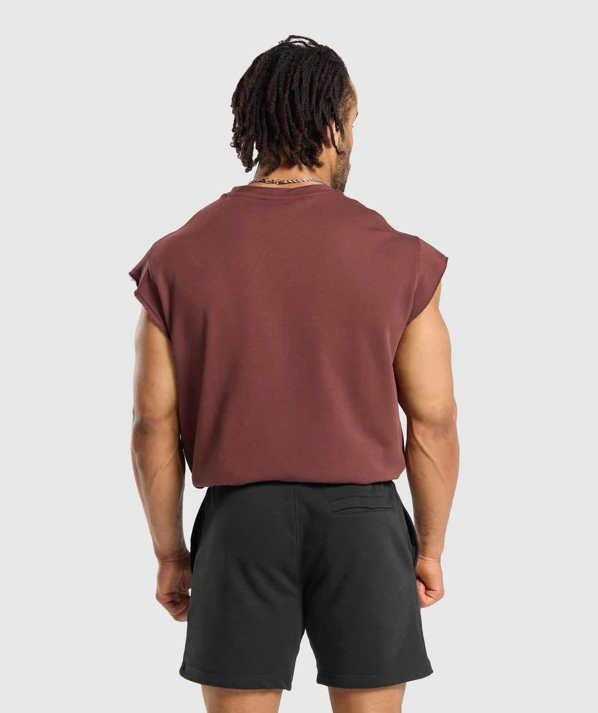 Gymshark Graphic Cut Off Tee - Burgundy Brown
