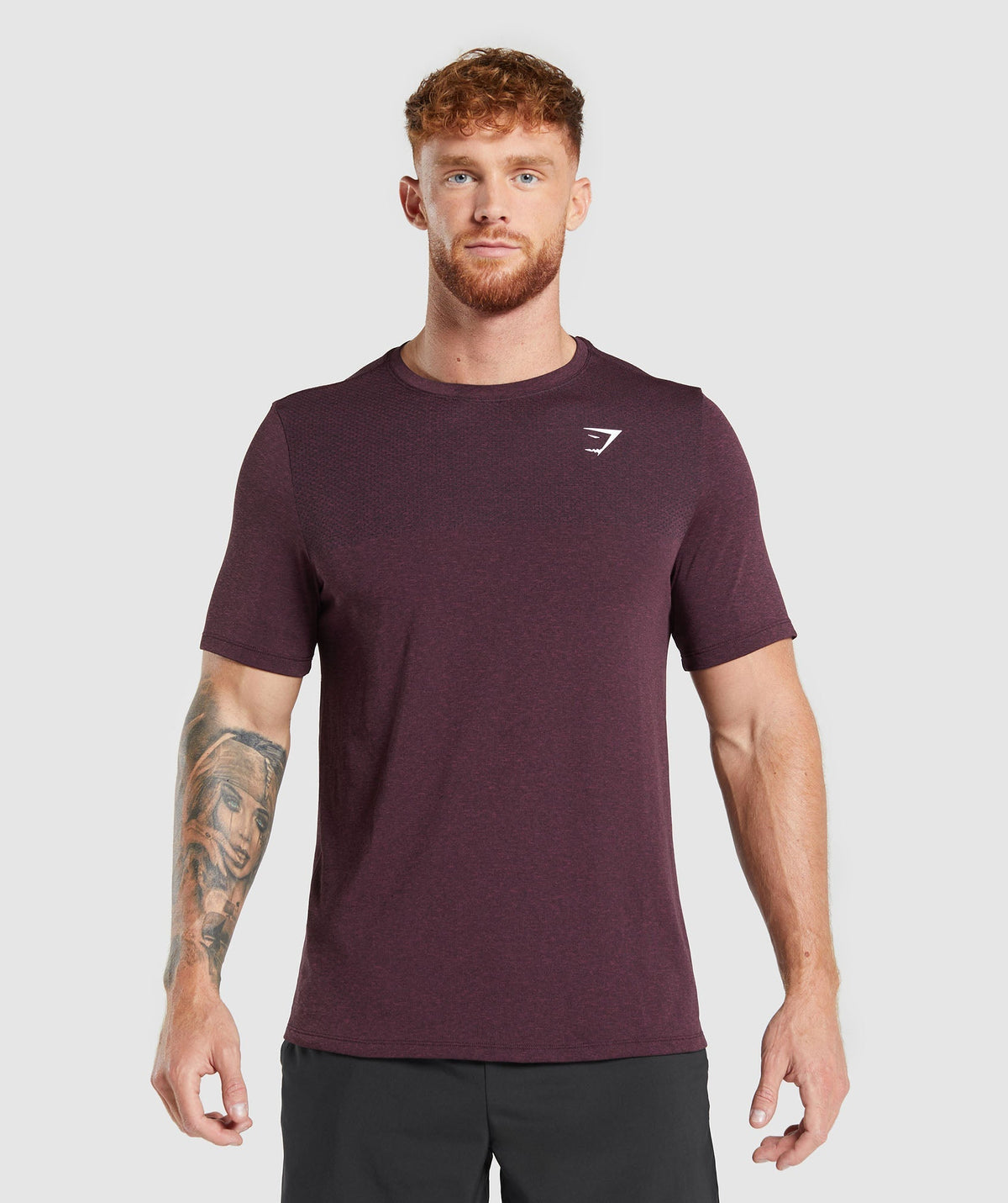 Gymshark Vital Seamless Tee - Winter Burgundy/Black Marl