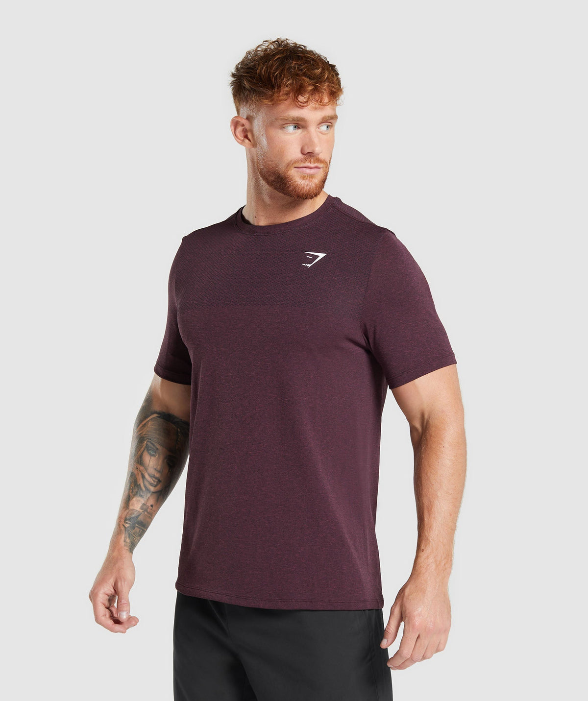 Gymshark Vital Seamless Tee - Winter Burgundy/Black Marl