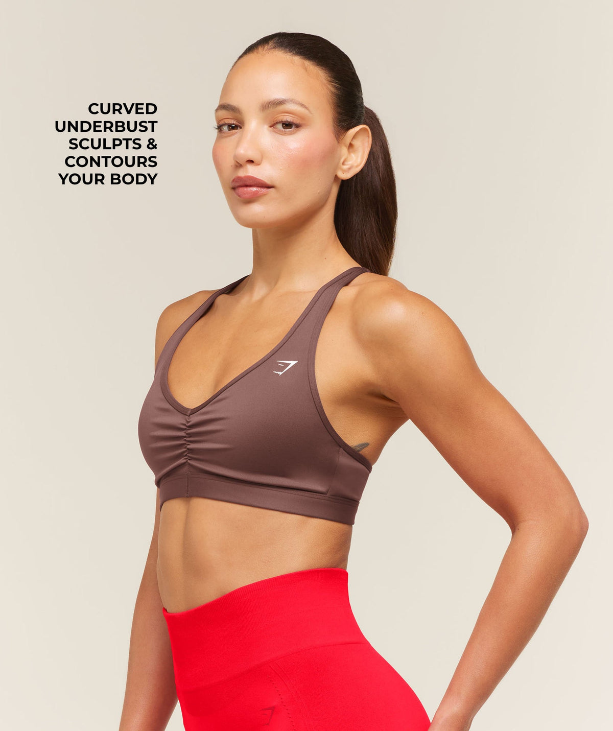 Gymshark Ruched Sports Bra 2.0 - Espresso Brown