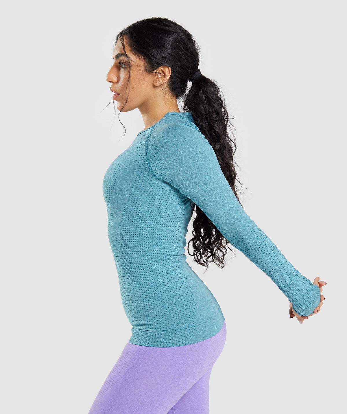 Gymshark Vital Seamless 2.0 Long Sleeve Top - Tahoe Teal/ Marl