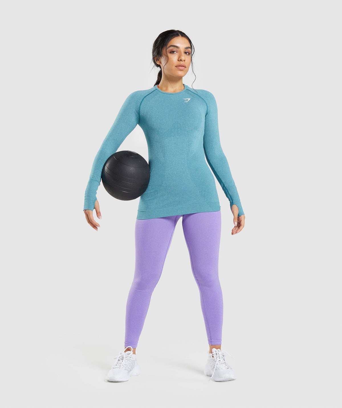 Gymshark Vital Seamless 2.0 Long Sleeve Top - Tahoe Teal/ Marl