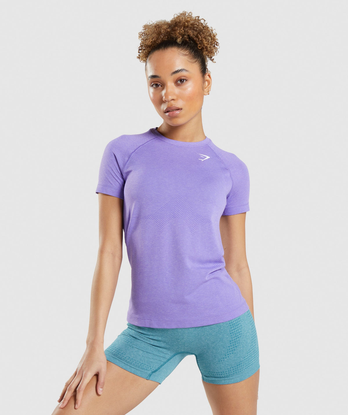 Gymshark Vital Seamless 2.0 Light Tee - Bright Purple/ Marl