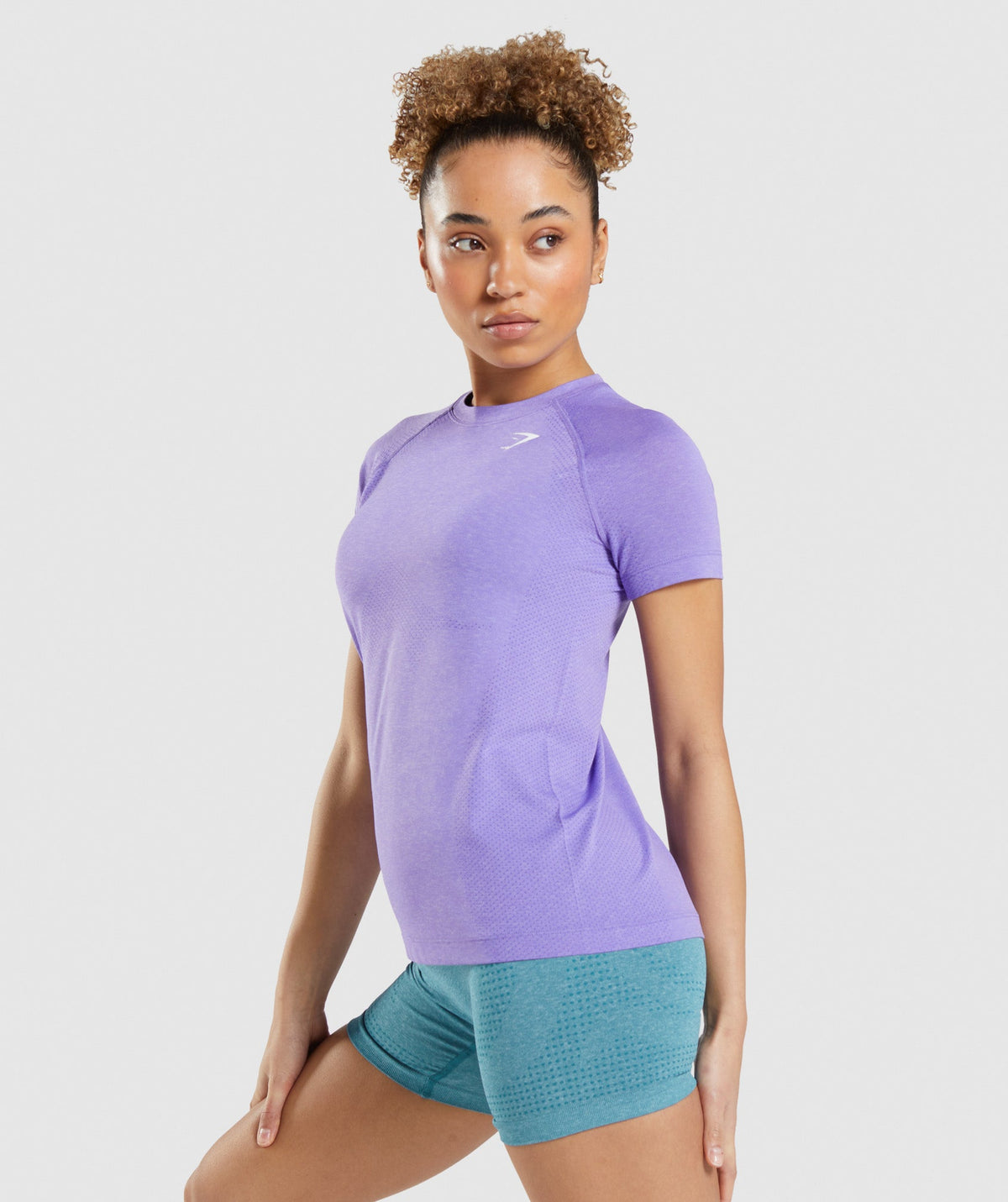 Gymshark Vital Seamless 2.0 Light Tee - Bright Purple/ Marl