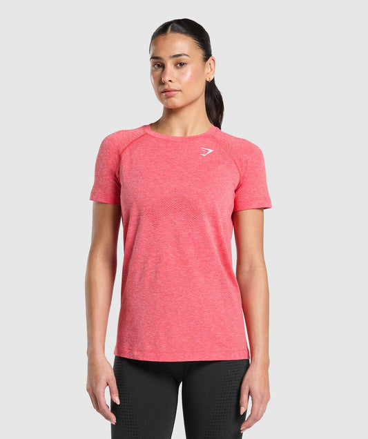 Gymshark Vital Seamless 2.0 Light Tee - Coral Red/Marl