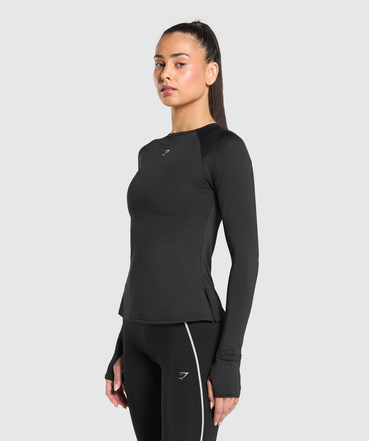 Gymshark Running Back Vent Long Sleeve Top - Black