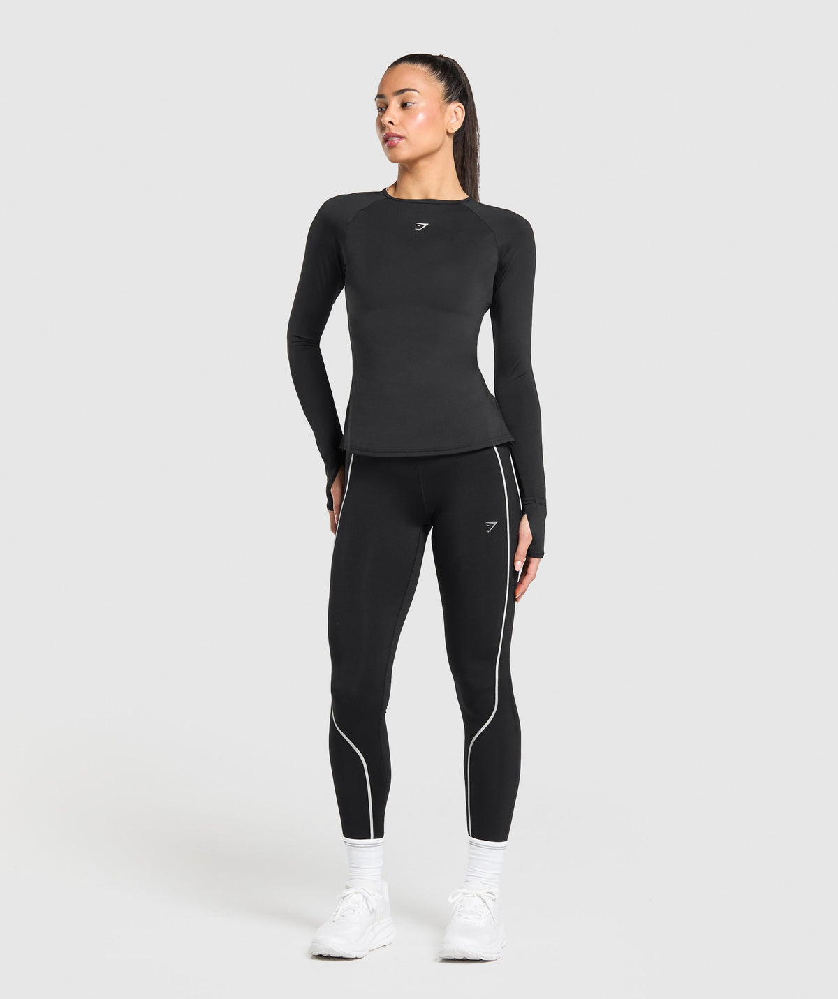 Gymshark Running Back Vent Long Sleeve Top - Black