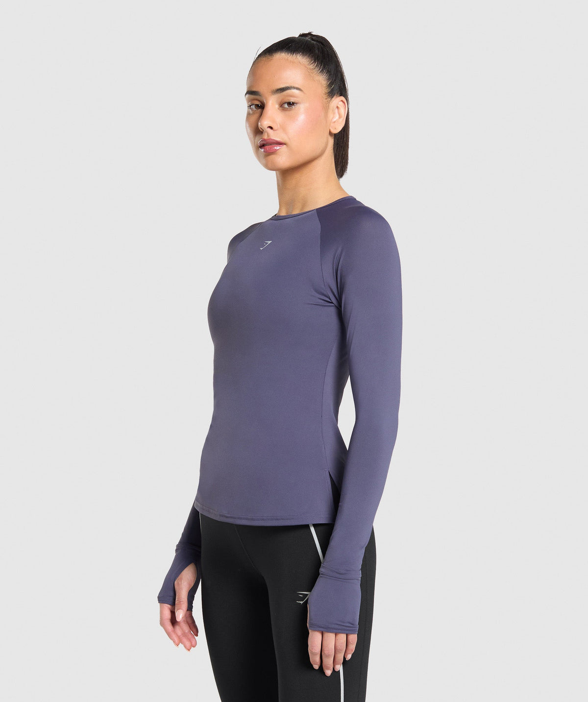 Gymshark Running Back Vent Long Sleeve Top - Weighted Purple