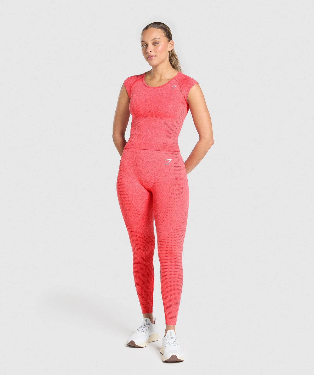 Gymshark Vital Scoop Neck Top - Coral Red/Marl