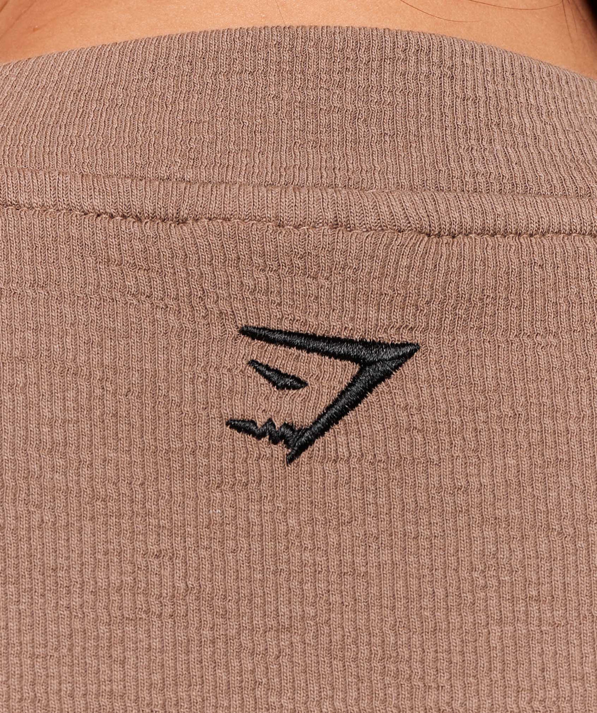 Gymshark Ribbed Cotton Crop Top - Mocha Mauve/Black
