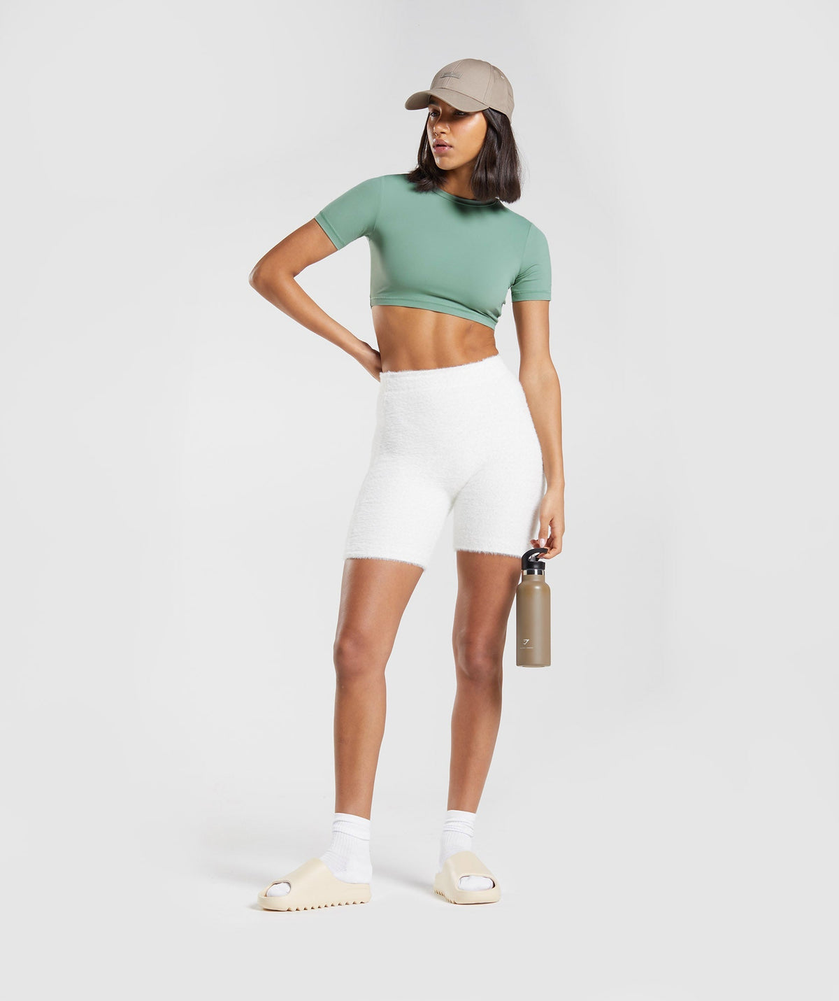 Gymshark Whitney Short Sleeve Crop Top - Leaf Green