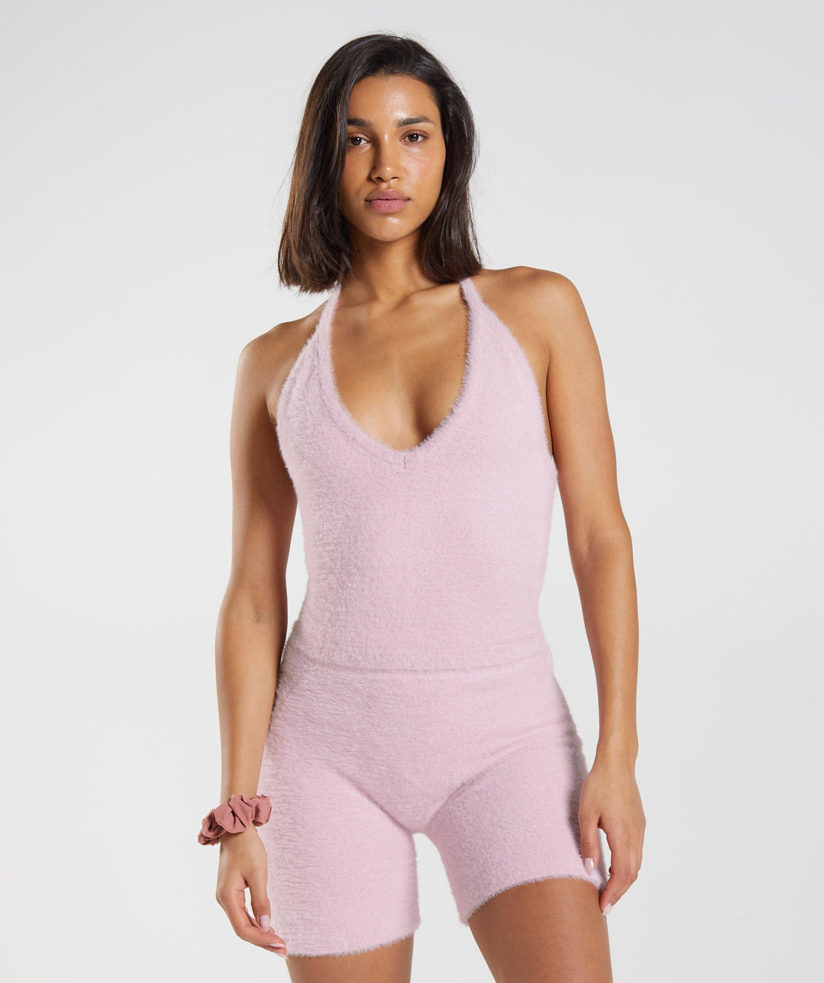 Gymshark Whitney Eyelash Knit Midi Halter Top - Pressed Petal Pink