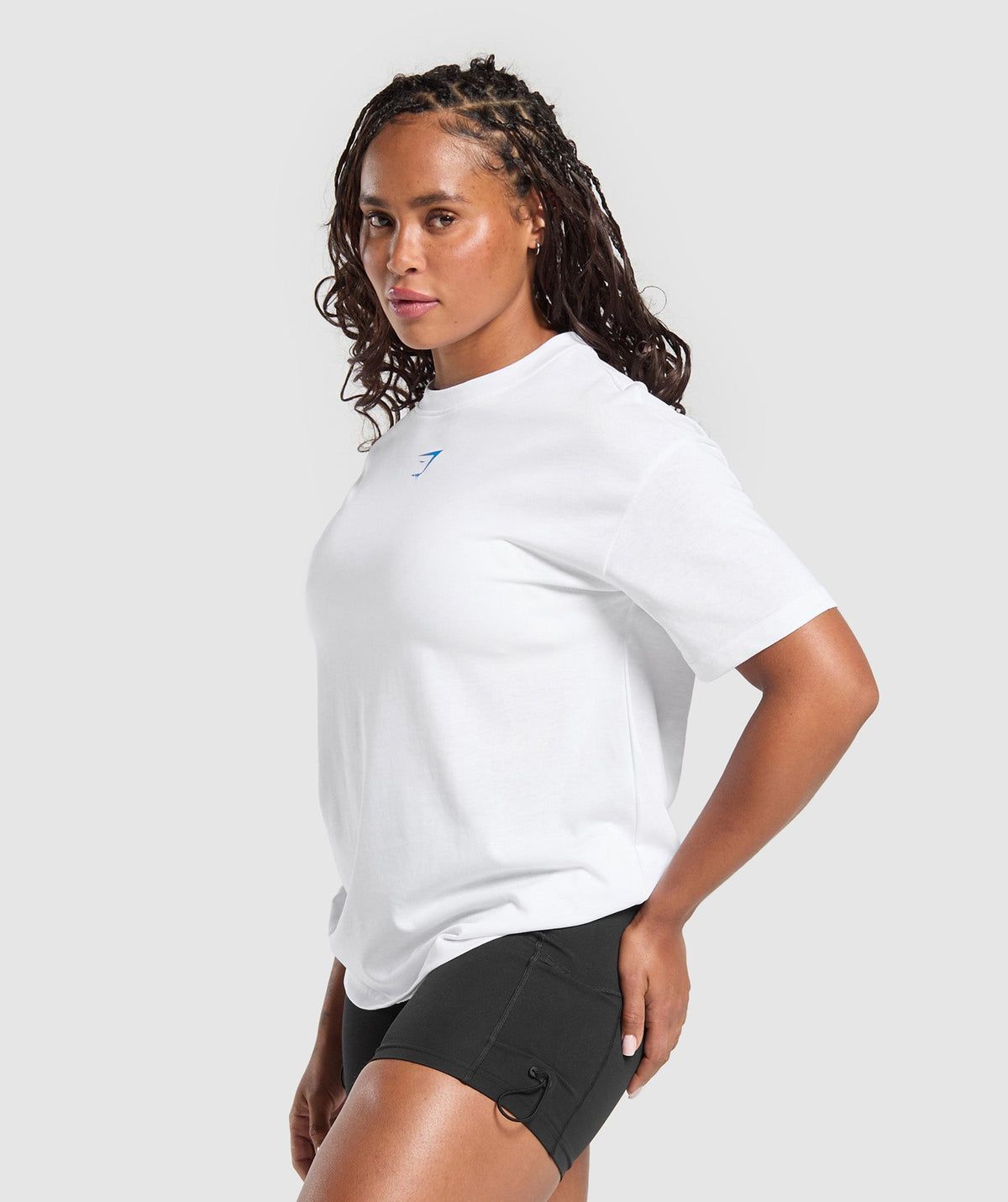 Gymshark Power Oversized Tee - White/Barbell Blue
