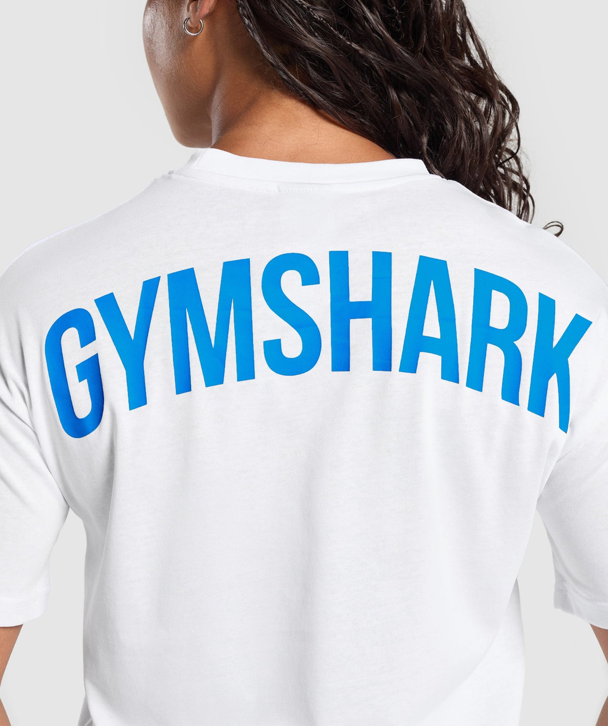 Gymshark Power Oversized Tee - White/Barbell Blue