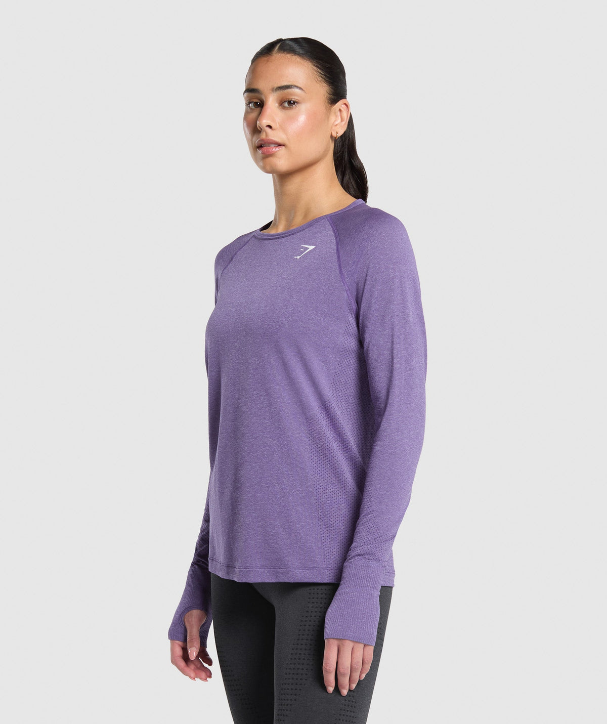 Gymshark Vital Seamless 2.0 Light Long Sleeve Top - Functional Purple/Marl