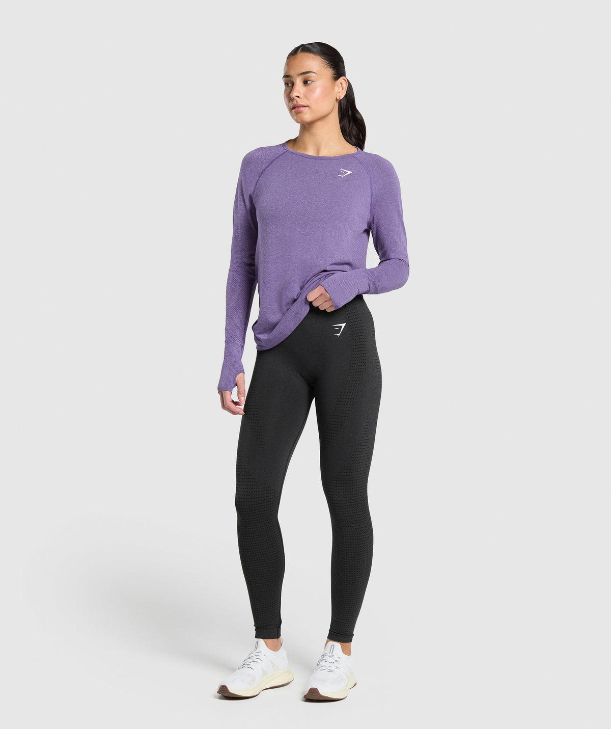 Gymshark Vital Seamless 2.0 Light Long Sleeve Top - Functional Purple/Marl