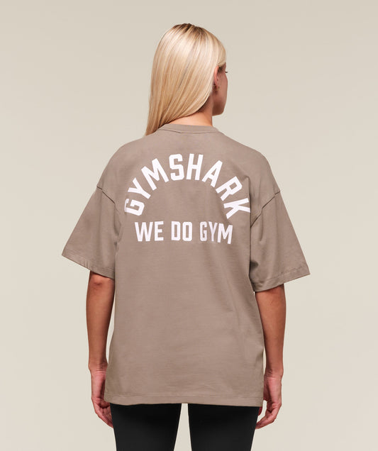 Gymshark We Do Gym Graphic Oversized Tee - Lifestyle Brown