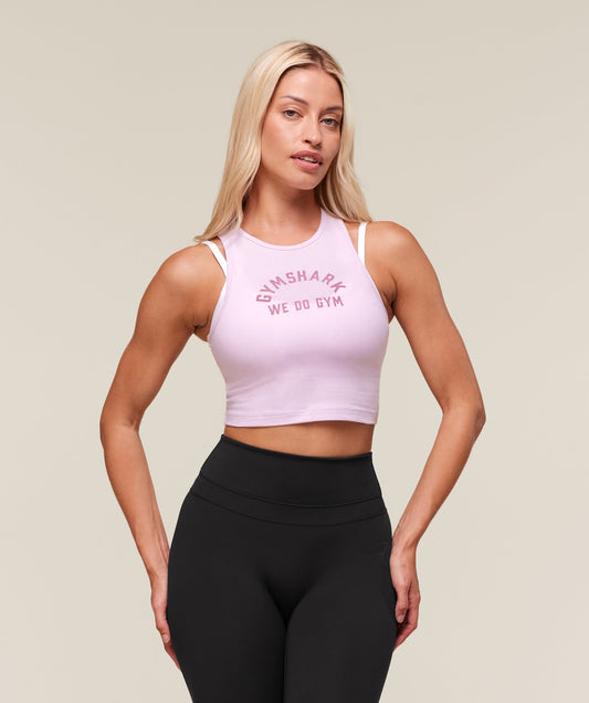 Gymshark We Do Gym Graphic Cropped Tank - Ice Pink
